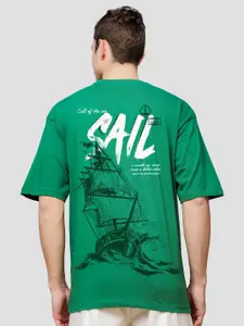 ADRO Men Graphic Printed Drop-Shoulder Sleeves Cotton Oversized T-Shirt