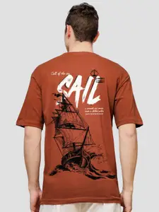 ADRO Men Graphic Printed Drop-Shoulder Sleeves Cotton Oversized T-Shirt