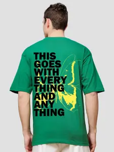 ADRO Men Typography Printed Drop-Shoulder Sleeves Cotton Oversized T-Shirt