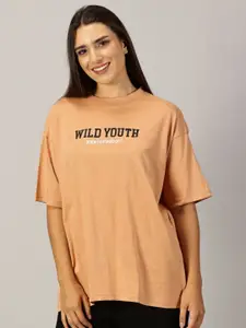 THE HOLLANDER Women Graphic Printed Round Neck Cotton Oversized T-Shirt