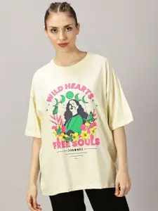 THE HOLLANDER Women Graphic Printed Round Neck Cotton Oversized T-Shirt