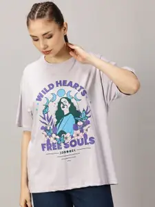 THE HOLLANDER Women Graphic Printed Round Neck Cotton Oversized T-Shirt