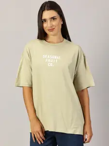 THE HOLLANDER Women Graphic Printed Round Neck Cotton Oversized T-Shirt