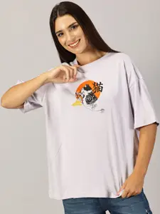 THE HOLLANDER Women Graphic Printed Round Neck Cotton Oversized T-Shirt