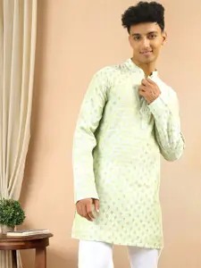 TATTVA Ethnic Motifs Printed Mandarin Collar Cotton Straight Kurta