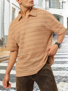 Kook N Keech Modern Yet Classic Striped Textured Polo Tee