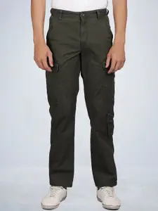 t-base Men Regular Fit Mid-Rise Cotton Flat-Front Cargos Trousers