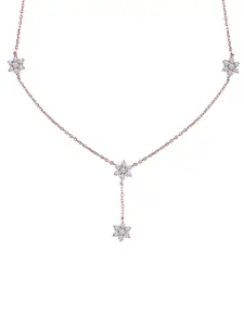 JUPRA Rose Gold Floral Y Drop 925 Sterling Silver Necklace