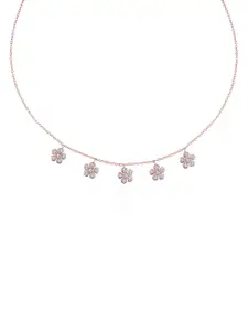 JUPRA Rose Gold Periwinkle Flowers Charm 925 Sterling Silver Necklace