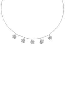 JUPRA Silver Periwinkle Flowers Charm 925 Sterling Silver Necklace
