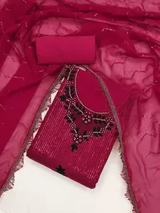 Panzora Floral Sequinned Embroidered Unstitched Dress Material