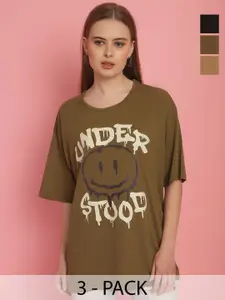 MACK JONNEY Women Typography 3 Printed Pockets T-shirt