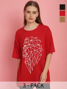 MACK JONNEY Women Typography 3 Printed Pockets T-shirt