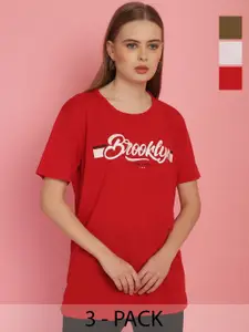 MACK JONNEY Women Typography 3 Printed Applique T-shirt