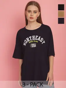 MACK JONNEY Women Typography 3 Printed Applique T-shirt