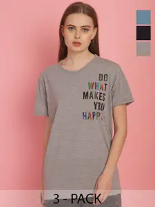 MACK JONNEY Women Typography 3 Printed Polo Collar Raw Edge T-shirt