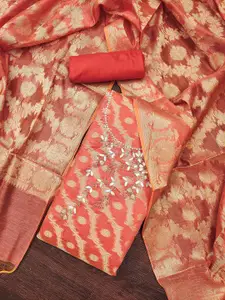 KALINI Floral Woven Design Unstitched Dress Material