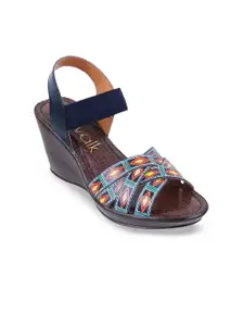 Catwalk Printed Leather Wedge Heel Sandals