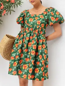 DressBerry Floral Print Mini Empire Dress