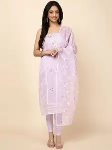 Meena Bazaar Floral Embroidered Unstitched Dress Material