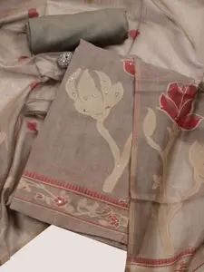 Meena Bazaar Floral Printed Art Silk Unstitched Dress Material