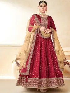 KALINI Floral Embroidered Semi-Stitched Dress Material