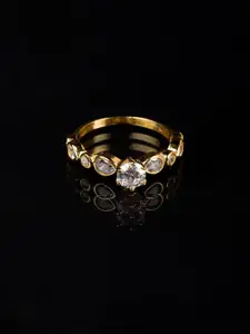 SWASHAA Saira 18K Gold-Plated Stainless Steel Cubic Zirconia-Studded Ring