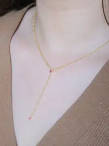 Anushka Jain Jewellery 925 Sterling Silver Gold-Plated Stone Studded Drop Lariat Necklace