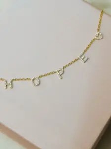 Anushka Jain Jewellery 925 Sterling Silver Gold-Plated Cubic Zirconia Hope Heart Necklace