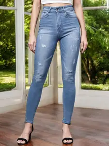 Miss Chase Women Skinny High Rise Mild Distress Regular Stretchable Denim Jeans