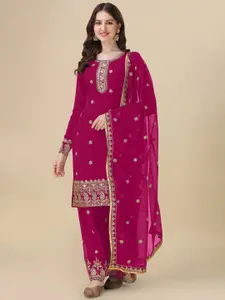 KALINI Embroidered Georgette Semi-Stitched Dress Material