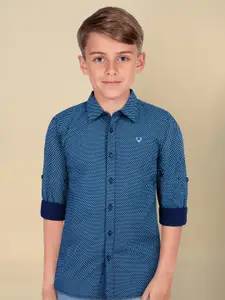 Allen Solly Junior Boys Spread Collar Micro Ditsy Printed Cotton Slim Fit Casual Shirt