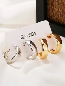 Jewels Galaxy Set Of 2 Silver & Gold-Plated Circular Hoop Earrings