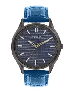 French Connection Men Dial & Leather Textured Straps Analogue Watch FCN088UL