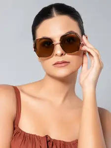 IDOR Women Browline Sunglasses With UV Protected Lens IDOR-8565-C11-P90