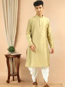 TATTVA Mandarin Collar Thread Work Regular Pure Cotton Kurta with Pyjamas