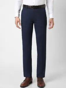 Van Heusen Men Mid-Rise Flat-Front Woven Slim Fit Formal Trousers