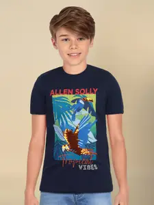 Allen Solly Junior Boys Printed V-Neck Applique T-shirt