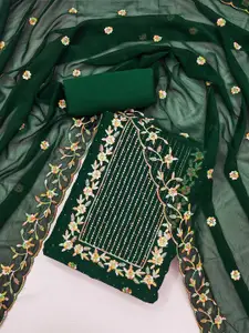 Panzora Ethnic Motifs Embroidered Beads and Stones & Thread Work Unstitched Dress Material