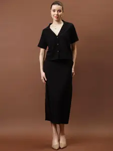 Athena Lapel Collar Shirt With Skirt