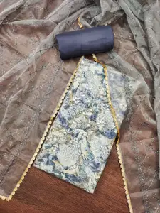 KALINI Abstract Printed Zari Unstitched Dress Material