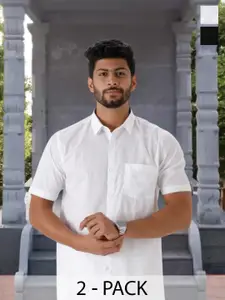 RAMRAJ Men Pack Of 2 Half Sleeves Solid Casual Shirts