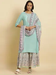 W Floral Embroidered Sequinned Straight Kurta