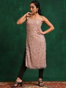 Sangria Embellished Shoulder Strap Straight Kurta