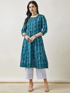 Soch Women Cotton Slub Ajrak Print Kurta