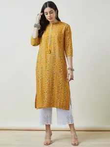 Soch Women Rayon Abstract Print Kurta With Faux Mirror