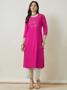 Soch Women Rayon Embroidered Kurta With Sequins