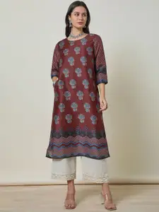 Soch Women Silk Blend Floral Print Kurta