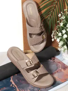 CHINRAAG Women Open Toe Flats With Buckles