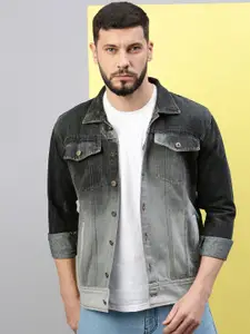 VOXATI Men Washed Crop Denim Jacket